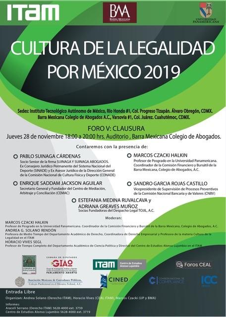 Cultura de la legalidad por México 2019. Foro V